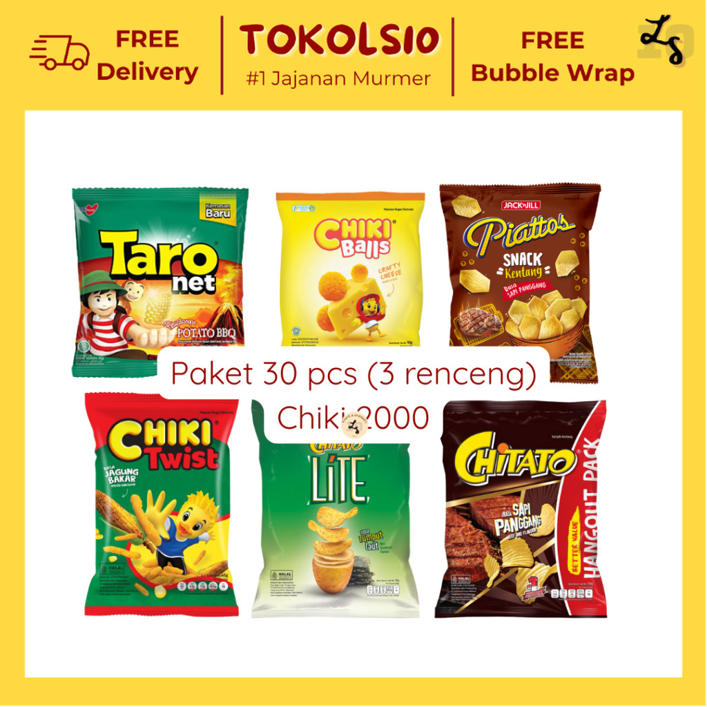 

[PAKET 30 CHIKI] Chiki Random Taro/Piattos/Chitato/Chiki Balls/Chiki Twist 30 pcs