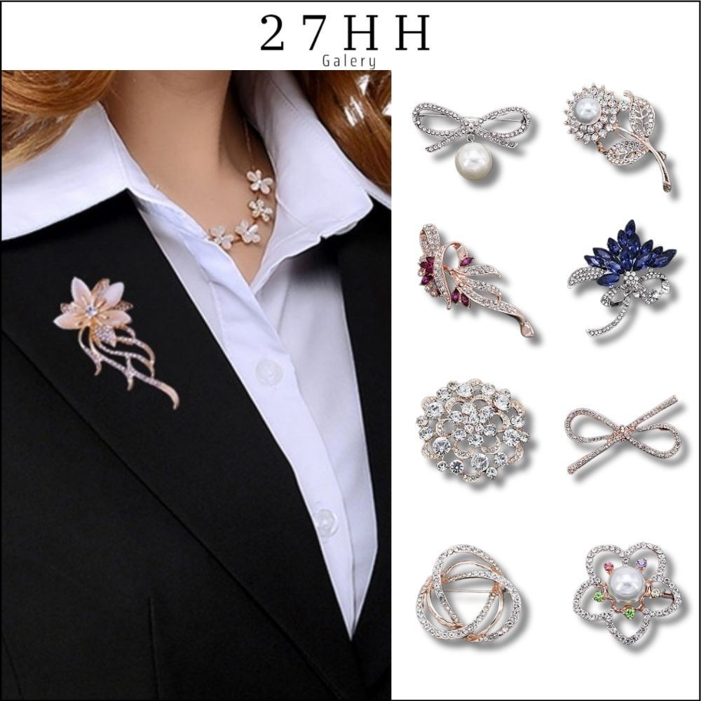 27HH BROS HIJAB PENITI PREMIUM MEWAH ELEGAN BROSS TUSPIN KANCING KLIP TUSUK BAJU KEBAYA BUNGA KOREA