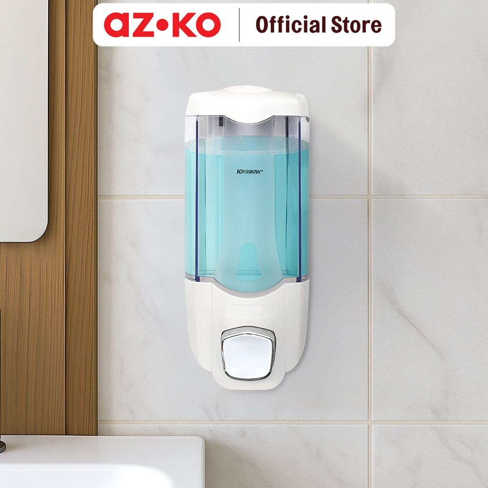 AZKO Krisbow 370 ml Dispenser Sabun Cair - Putih Liquid Soap Container Tabung Tempat Sabun Serbaguna