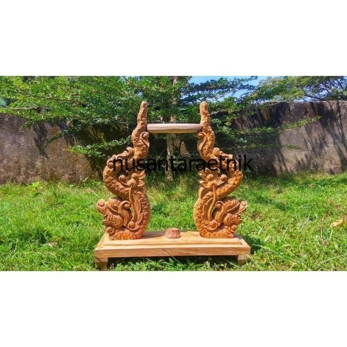 Jagrak Pusaka Isi 1 Ukiran Naga Keraton Kembar Mentahan Kayu Jati Asli