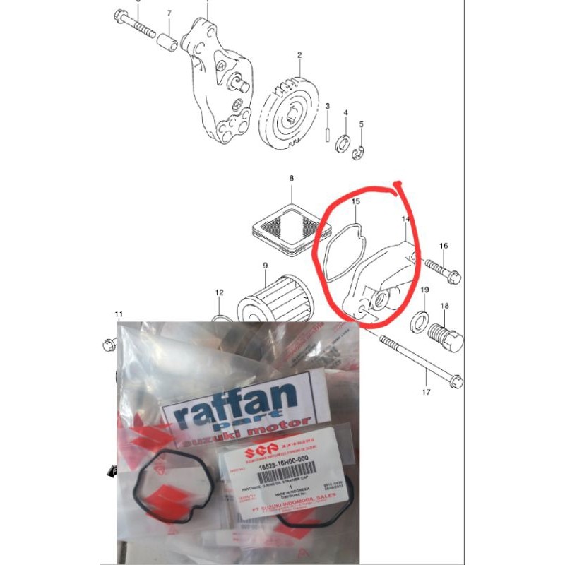 O ring sil cover tutup filter oli stainer cup suzuki shogun125 sp FL 125 NR RR robot shogun axelo or