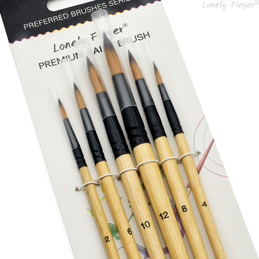 

6pcs Professional Round Paint Brushes for Watercolor, Oil Painting, Acrylic, Face Body Nail Art, Crafts, Rock Painting