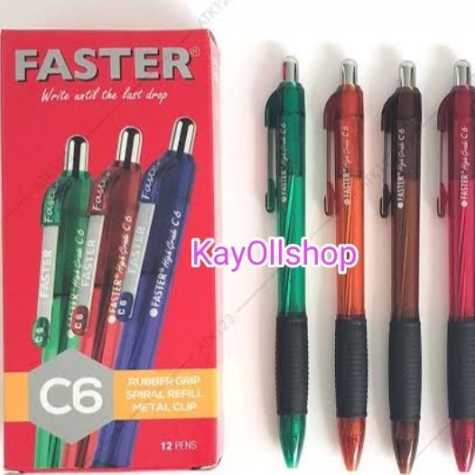 

Pulpen Faster C6 Ballpoint Pen / Pena Pen 0.7mm/ 1 Box isi 12 Pcs