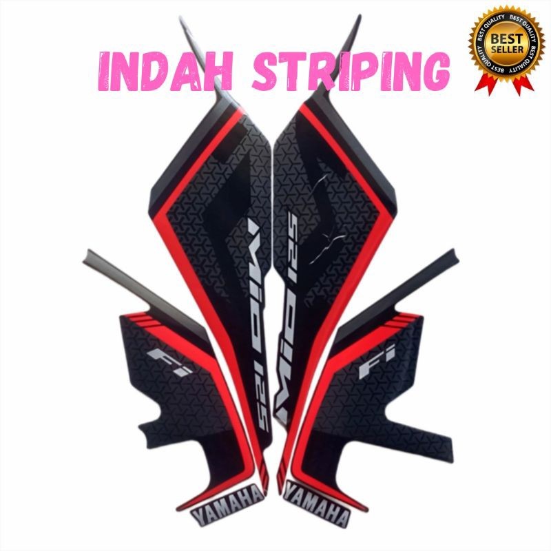 STRIPING STIKER LIS MOTOR MIO M3 TAHUN 2020 2021 WARNA HITAM MERAH