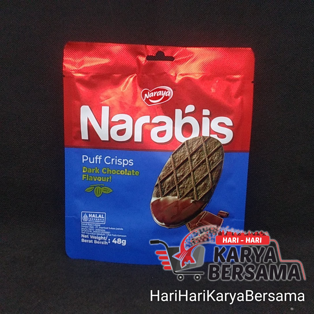 

MAKANAN RINGAN NARAYA NARABIS PUFF CRISPS DARK CHOCOLATE FLAVOUR BISKUIT 48GR