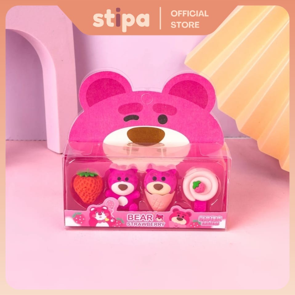 

STIPA Set Penghapus Karet Karakter 3D Box Fancy Eraser ATK Alat Tulis Hapus Pensil Perlengkapan Sekolah Kantor Koleksi Souvenir Anak Strawberry Bear