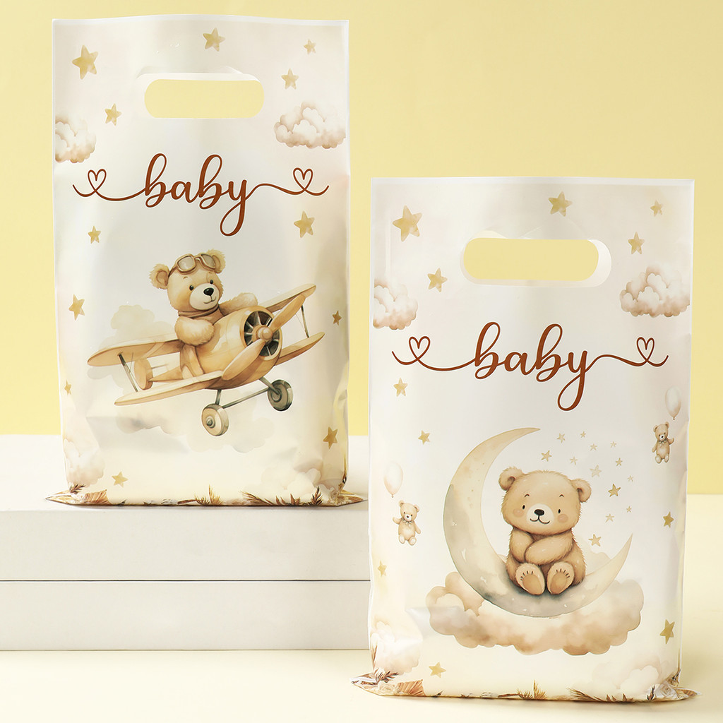 

Cartoon Bear Candy Gift Bag with Handle Plastic Gift Packaging Bags Kids Birthday Party Decoration Baby Shower Decor