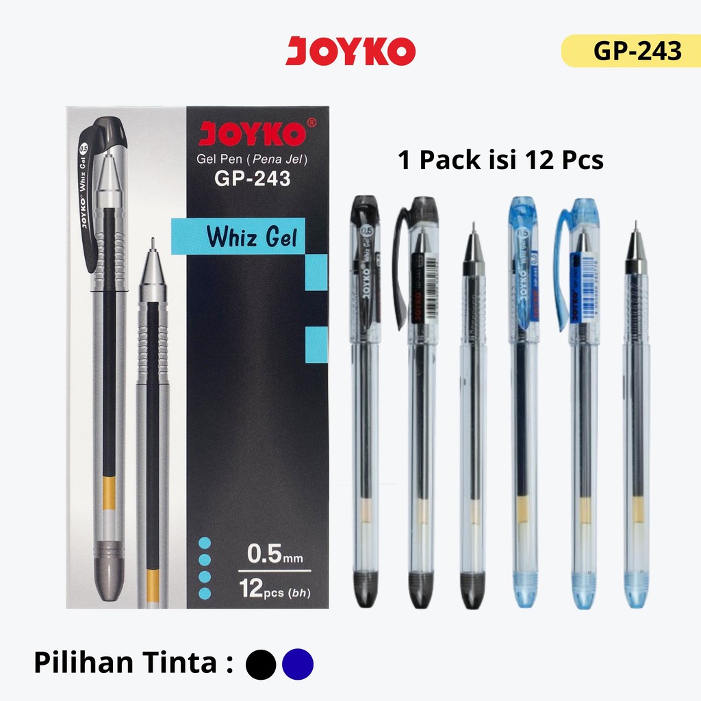 

JOYKO Pulpen Gel 1 Pack GP-243 Whiz Gel 0.5mm Isi 12 Pcs