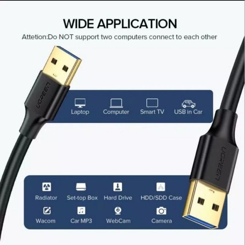 Kabel Ugreen 10371 2M USB to USB 3.0 to USB3.0 Male to Male