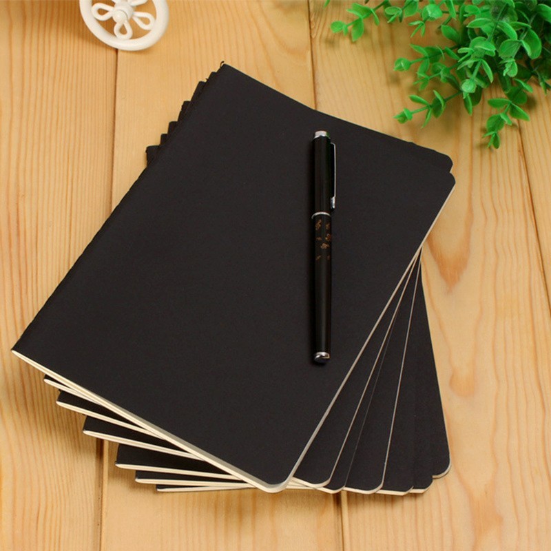 

A6 Retro Simple Blank Paper Diary Sketch Graffiti Painting Notebook Black Cover 88 Pages Office School Portable Stationery