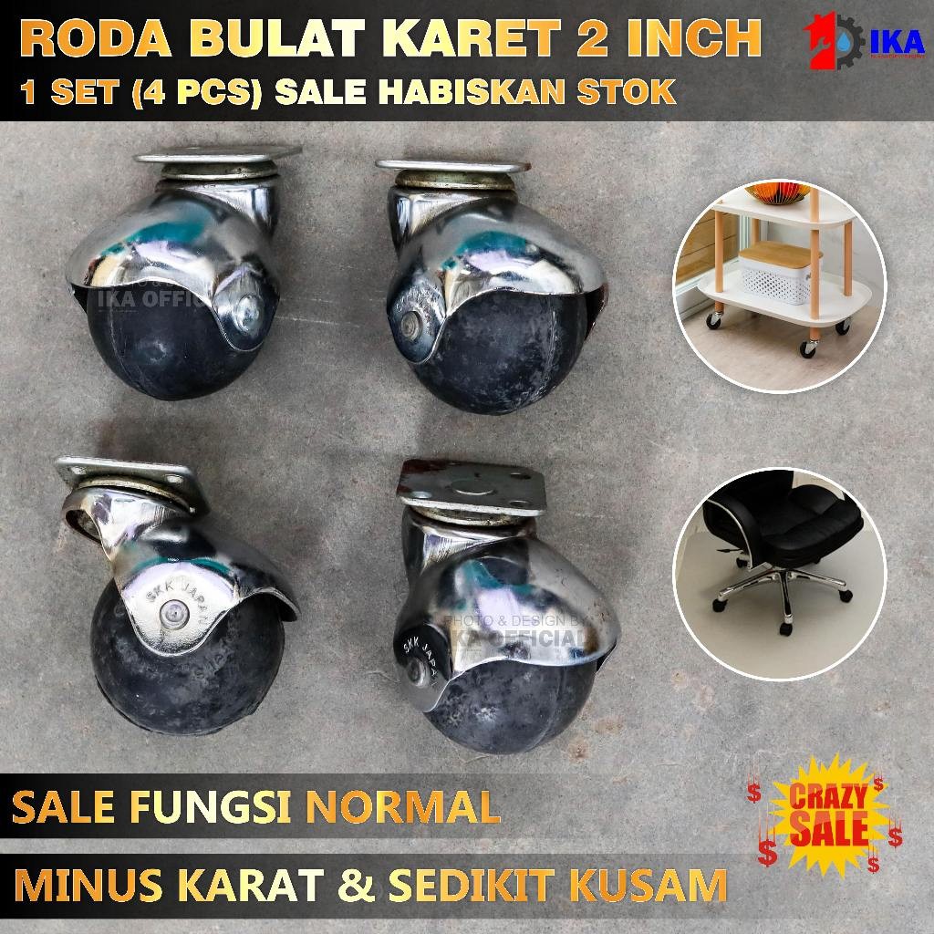 Roda Caster Roda Etalase Roda Bulat Karet SKK TG 50 UKURAN JUMBO Roda Kursi Lemari Rak 1 KTK