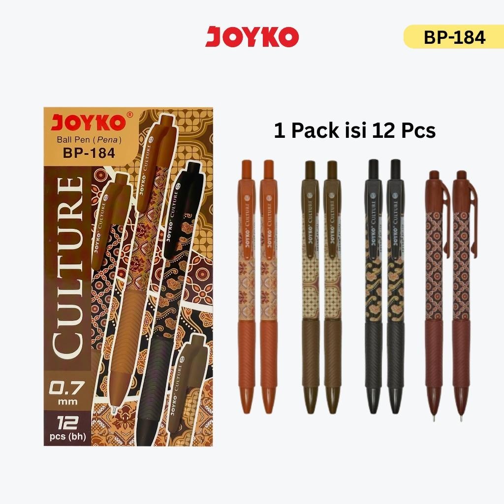 

(12pcs) Ball Pen Pulpen Pena Joyko BP-184 Culture 0.7mm Batik - Pulpen Joyko Culture BP 184 0.7MM