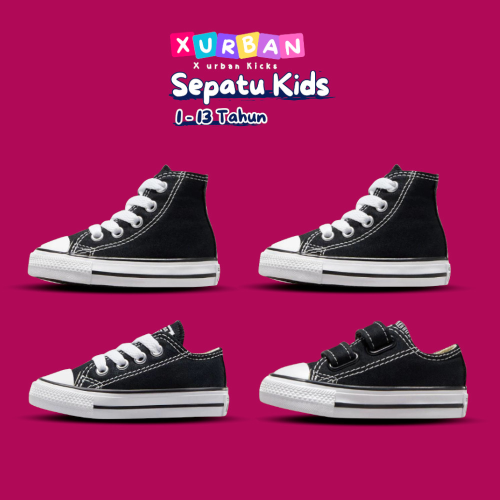 ZH65TG Sepatu Converse All Star Anak - Hitam | Sepatu Sekolah TK, SD, SMP - Sneaker Casual Anak Laki
