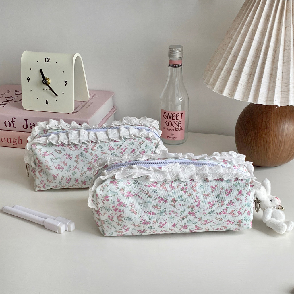 

Lace Floral Pencil Case Large Capacity Portable Stationery Organizer Student School Supplies Pouch