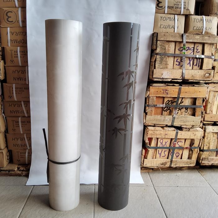 Fiber Piber Viber Plat Pagar Plastik Penutup Pagar Motif BAMBU Murah - Hitam