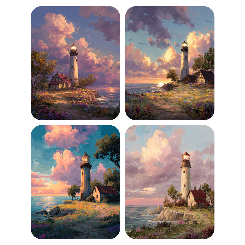

Hand Paint Small house next to the lighthouse Painting By Numbers Kit DIY Acrylic Artwork Canvas Art Gift Home
