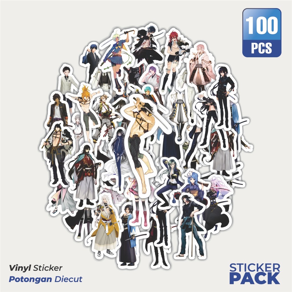

100 PCS STIKER Stiker Game Series Touken Ranbu Karakter V1 Waterproof Aesthetic- Untuk Laptop, Motor, dan Helm - Paper Stationery Pack