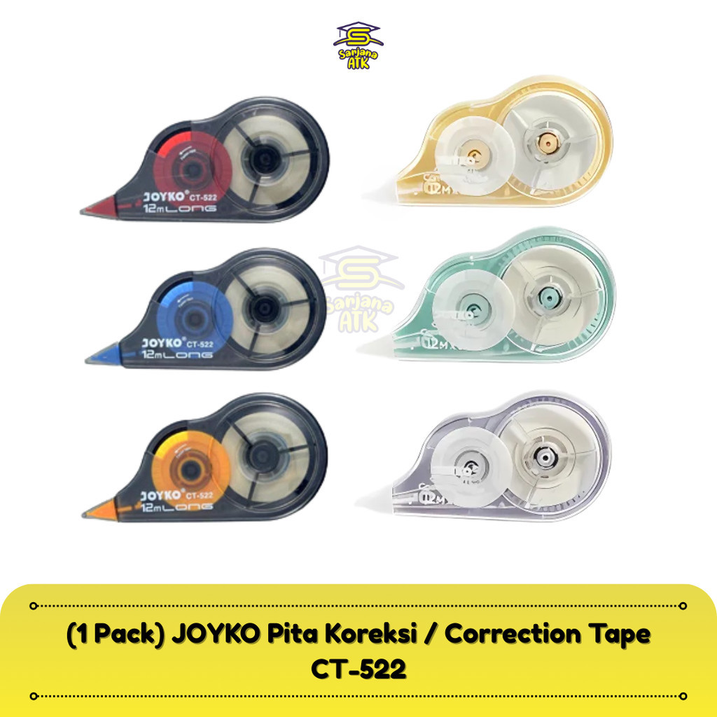 

(12 Pcs) JOYKO Correction Tape Pita Koreksi Koreksi Penghapus CT-522
