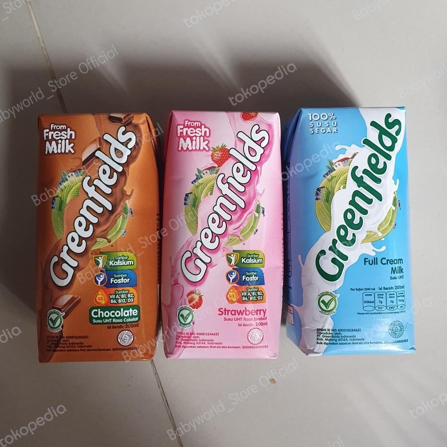 

Greenfields Susu UHT Rasa Coklat / Full Cream / Stroberi 200ml