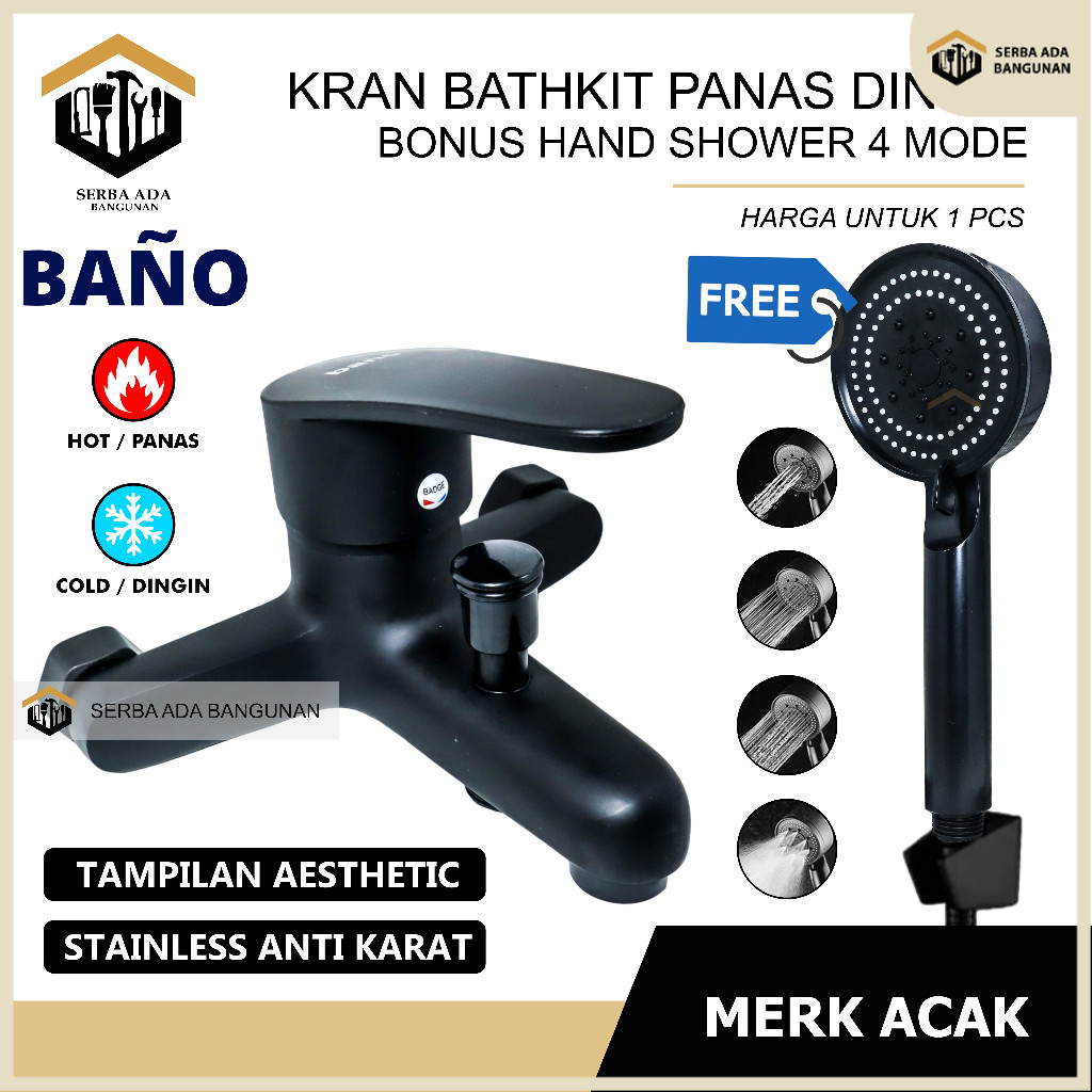 SAB KRAN SHOWER KERAN MIXER BATHUB KAMAR MANDI TOILET AIR PANAS DINGIN - KERAN BATHTUB 2 CABANG TANA