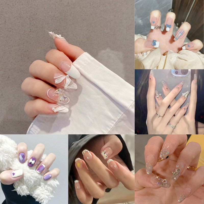 24Pcs 3D Kuku Palsu Grosir Kuku Nail Alat Perawatan Kuku Perawatan Kecantikan Kuku Kaki Palsu