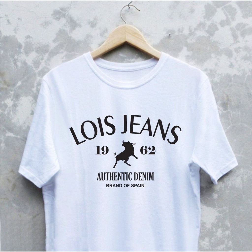 HITAM  Putih Kaos Pria Brand Lois 0riginal Dewasa Lengan Pendek Baju Distro Loiss Keren Import T-shi