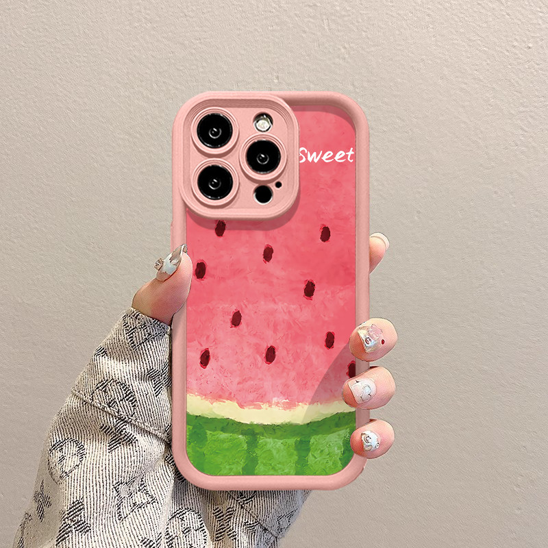 Semangka berwarna Casing Untuk IPhone 16 11 15 13 14 12 Pro Max 7Plus 8Plus SE 2020 XR X XS Max 16 7
