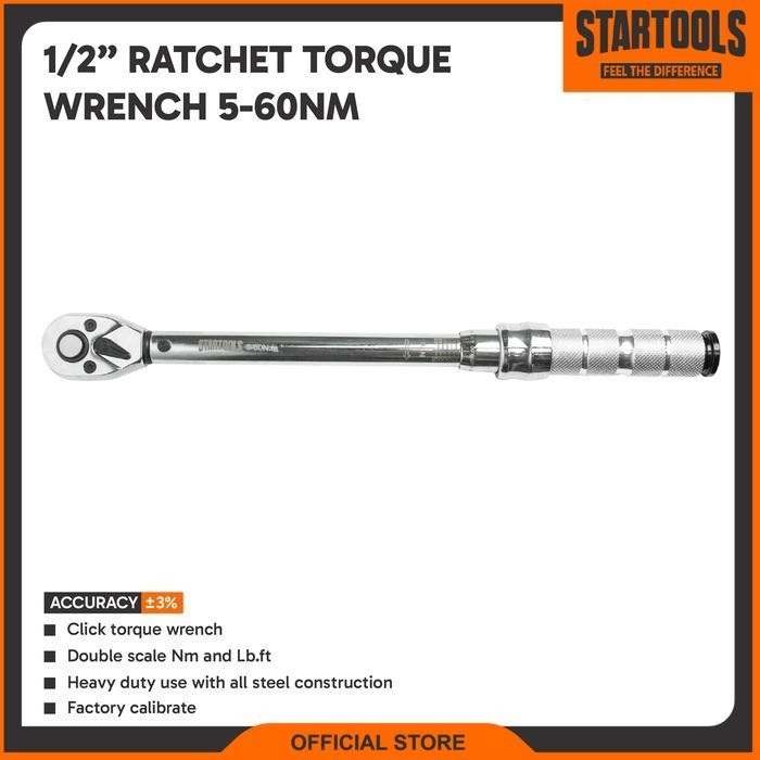 Startools 1/2" Ratchet Torque Wrench 5-60Nm / Micrometer Torque Wrench 5-60Nm / Kunci Moment / Kunci