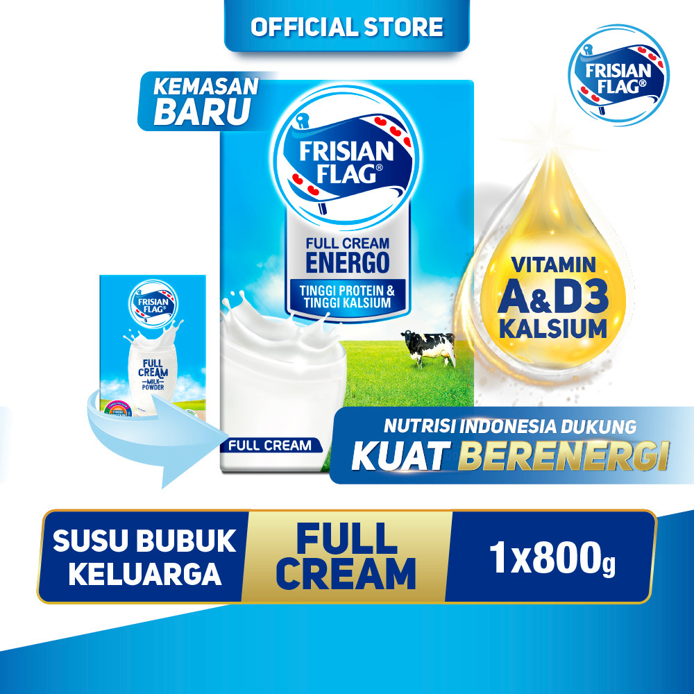 

Frisian Flag Full Cream Energo Tinggi Protein & Tinggi Kalsium 800gr - Susu Bubuk Full Cream