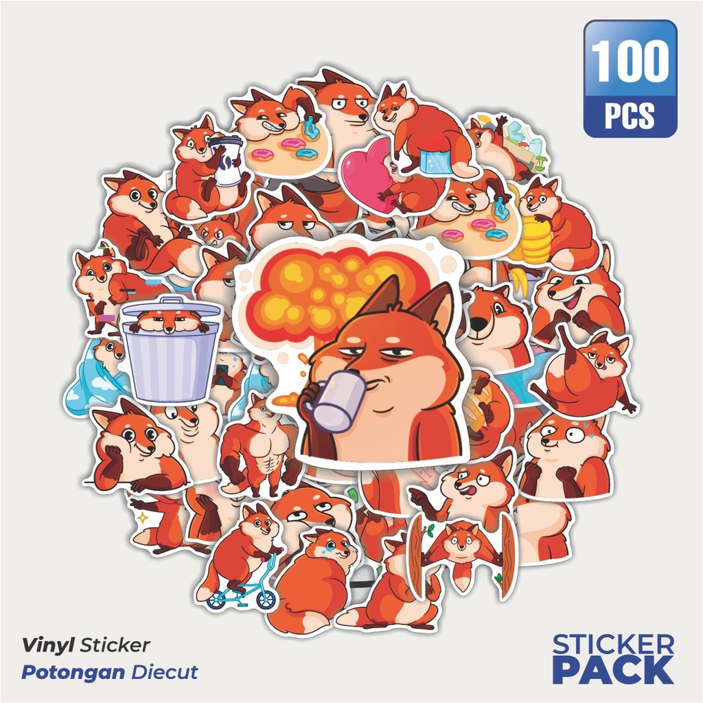 

Super Hemat! 100 PCS Stiker Hewan Kartun Sneaky Waterproof Aesthetic- Untuk Laptop, Motor, dan Helm - Paper Stationery Pack