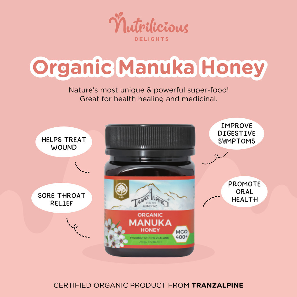 

Organic Raw Manuka Honey Tranzalpine 250 Gram MGO 400+ Madu Organik