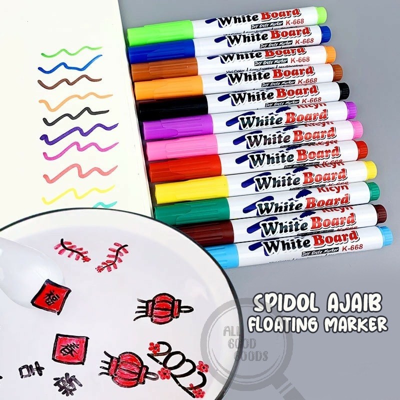 

Mainan Anak SPIDOL AJAIB ECER - Spidol Warna Gambar Mengapung di Air / Floating Magic Color Marker Water Based