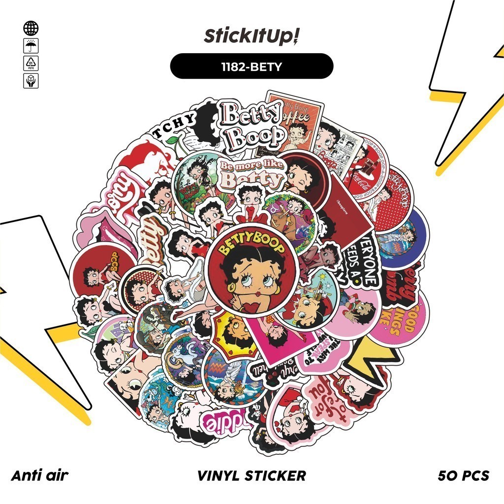 

COD✨ 100 Pcs Stiker Betty v4 Lucu Anti Air Untuk Dekorasi Notebook Sepeda Skateboard Handphone DIY