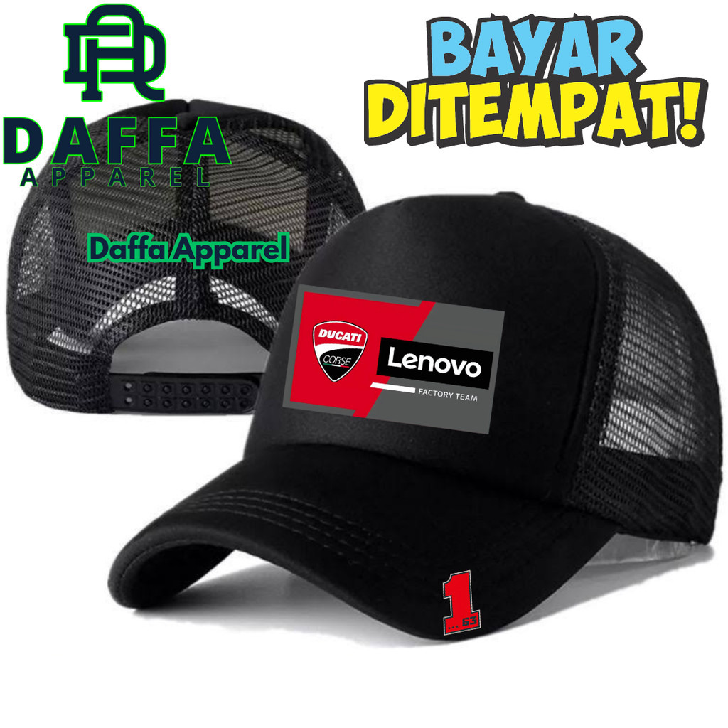 Daffa Apparel Topi Trucker WORLD CHAMPION PECCO DUCATI - Topi Distro DUCATI LENOVO FACTORY TEAM Logo