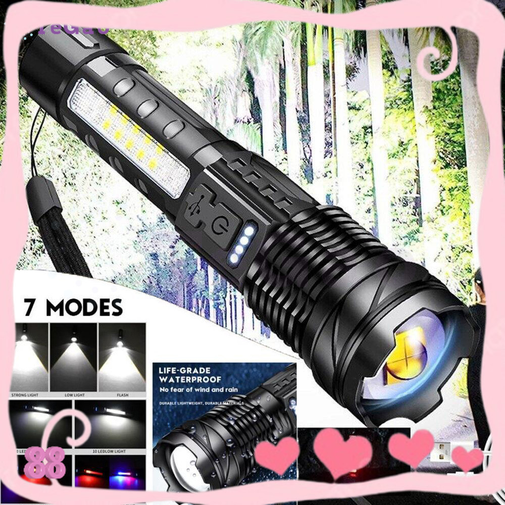 Senter Swat Police Terbaik / zoom 7 mode cahaya senter/Senter Led Rechargeable /Senter led a76 jarak