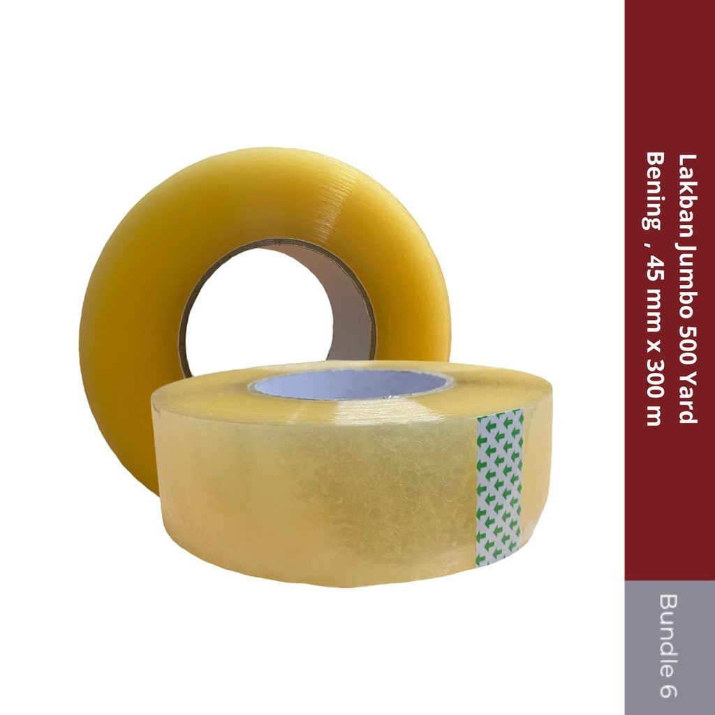 

Lakban Jumbo 500 Yard Bening, 45mm X 300 m Bundle 6