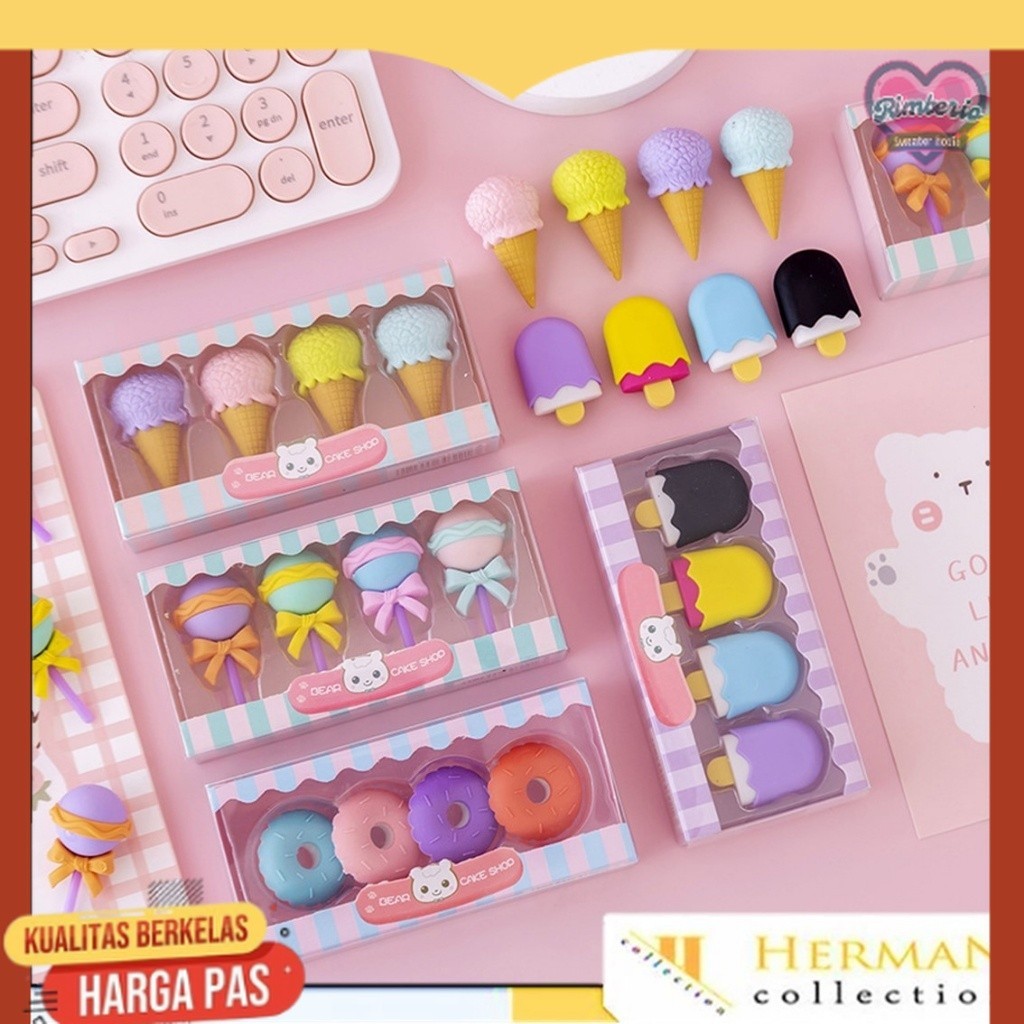 

HC Penghapus 4 Pcs / Set Lucu Bentuk Es Krim Karet Hapus Lolipop Donat Pensil Karakter Sweet Eraser Anak Sekolah Karakter 4pcs Bentuk Makanan Donut Ice Cream