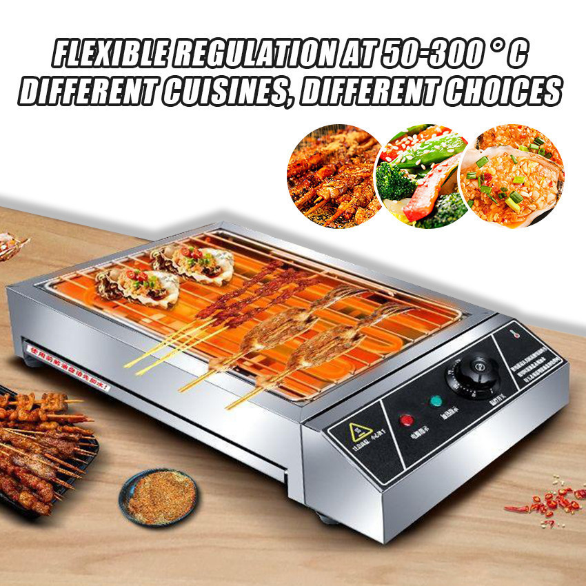 Panggangan Bbq Grill Listrik Besar Stainless Steel Kompor Alat Pemanggang Sate Daging Sosis Listrik