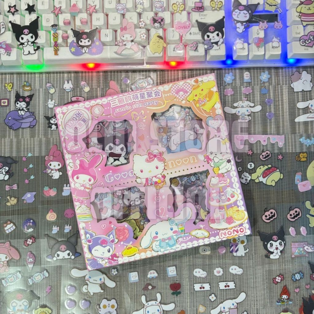 

Sticker Lucu Viral Sanrio Hello Kitty Star Party Hp Buku Diary Isi 100Lembar