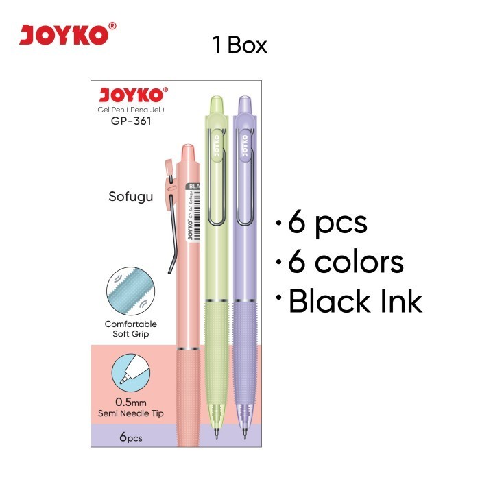 

promo ✨ -Gel Pen Pulpen Pena Joyko GP-361 Sofugu Gel 0.5 mm - 6 pcs