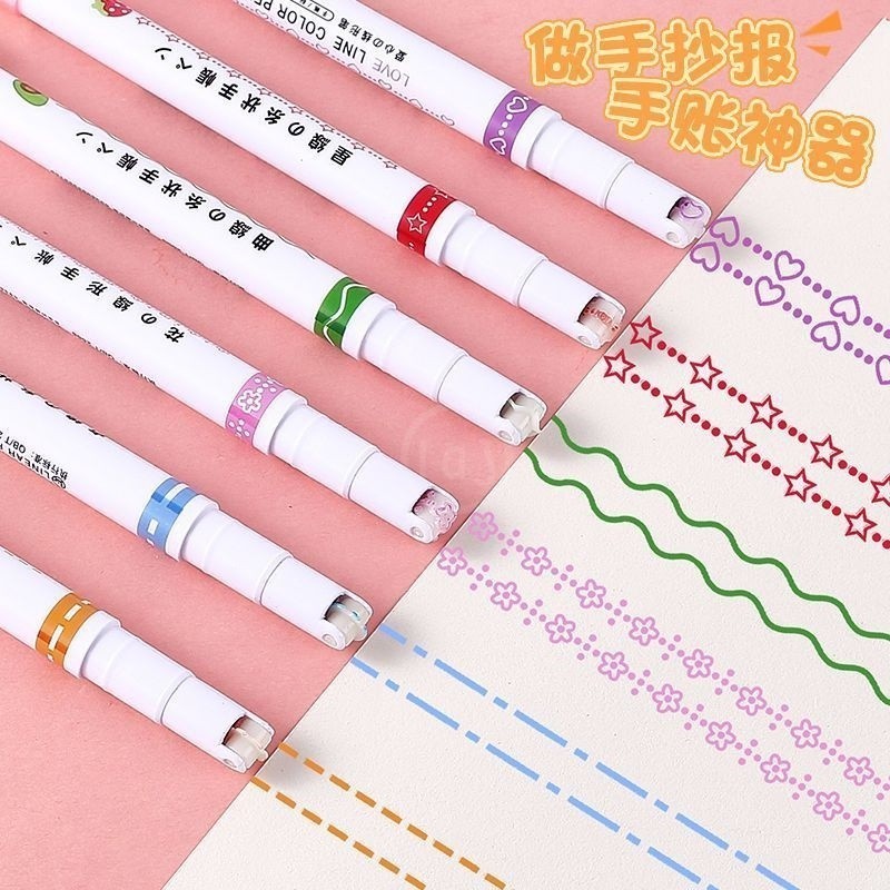 

ACEH.DYA 130914 Spidol Garis Aesthetic Warna Warni Spidol Garis Motif Lucu 1 Set 6 Pcs pulpen roller pen Higlighter Random Spidol Garis Line Marker Alat Tulis Kantor