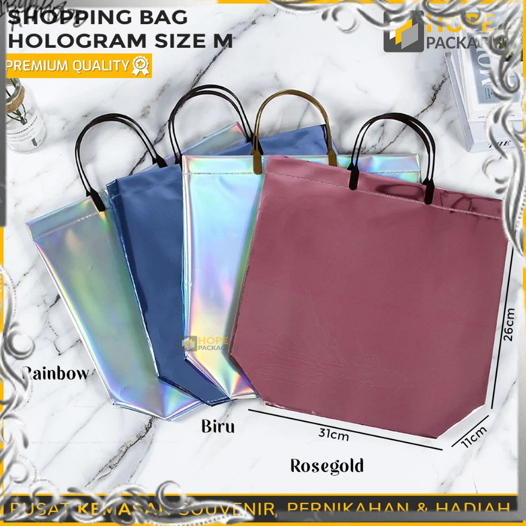 

Shopping Bag Hologram / Tas Belanja Plastik Hologram / Tas Hadiah / Goodie Bag Hologram