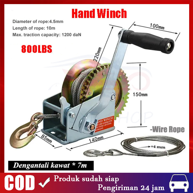 Wire Rope Hand Winch Kualitas Tinggi Hand WinchHand Winch / Boat Winch / Katrol Manual 800LBS