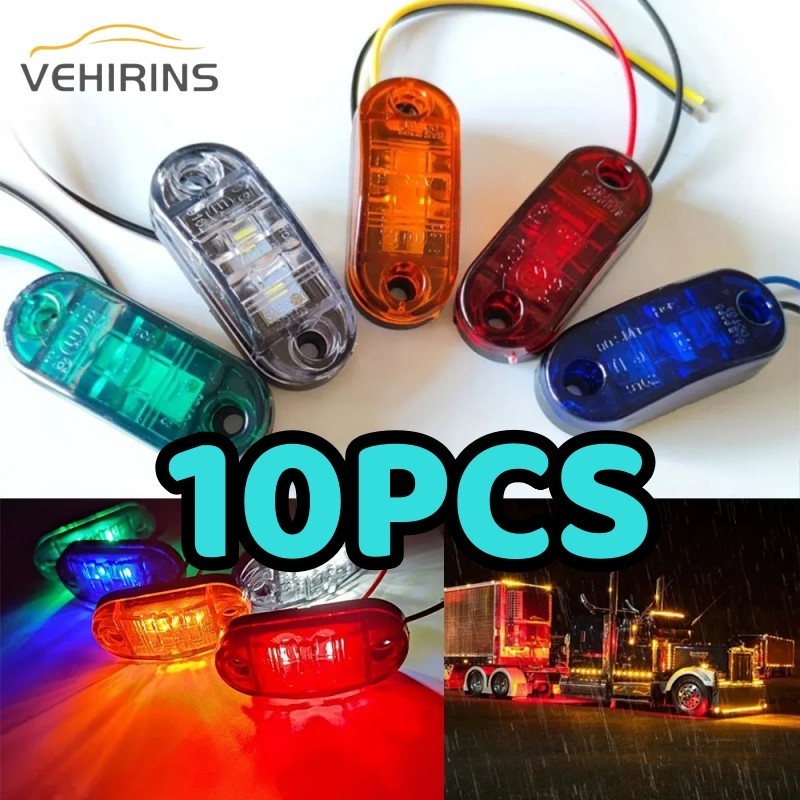Lampu Samping Bak Truk LED 12V 24V 2 Chip 5 Warna untuk Truk Bus