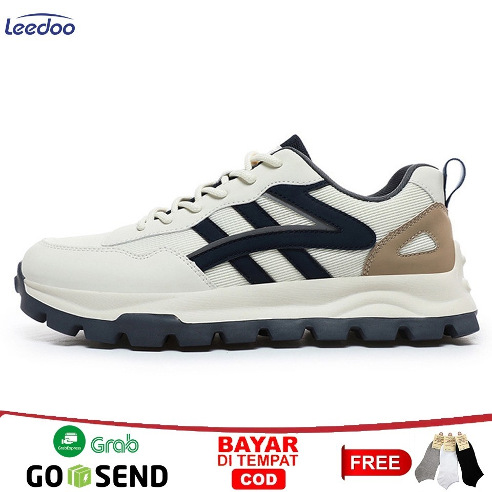 PROMO Leedoo Sepatu Putih Cowok Sepatu Sneakers Pria Casual Sepatu Kerja Sneakers Gaya Kekinian MR71