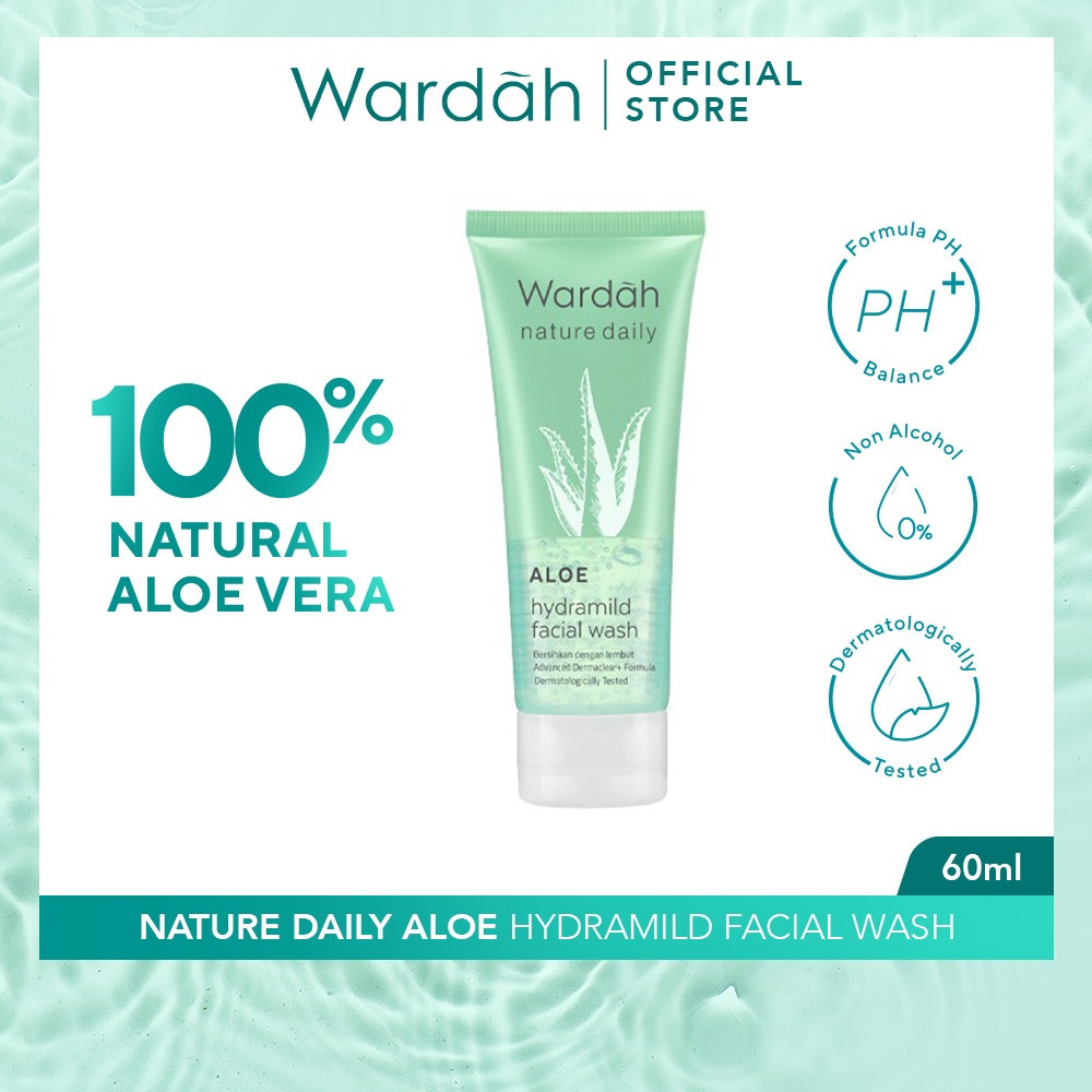 Wardah Nature Daily Aloe Hydramild Facial Wash 100ml | Sabun Wajah/ wardah aloe vera facial wash