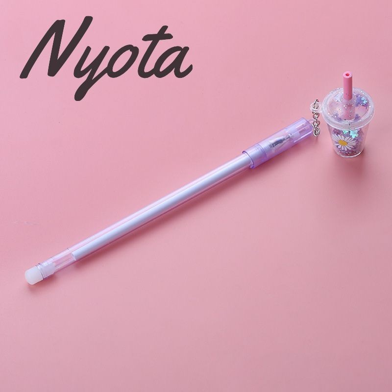 Nyota1 Pena Gel Liontin Cangkir Teh Susu Kreatif Pena Tanda Tangan Liontin Payet Lucu Pena Siswa