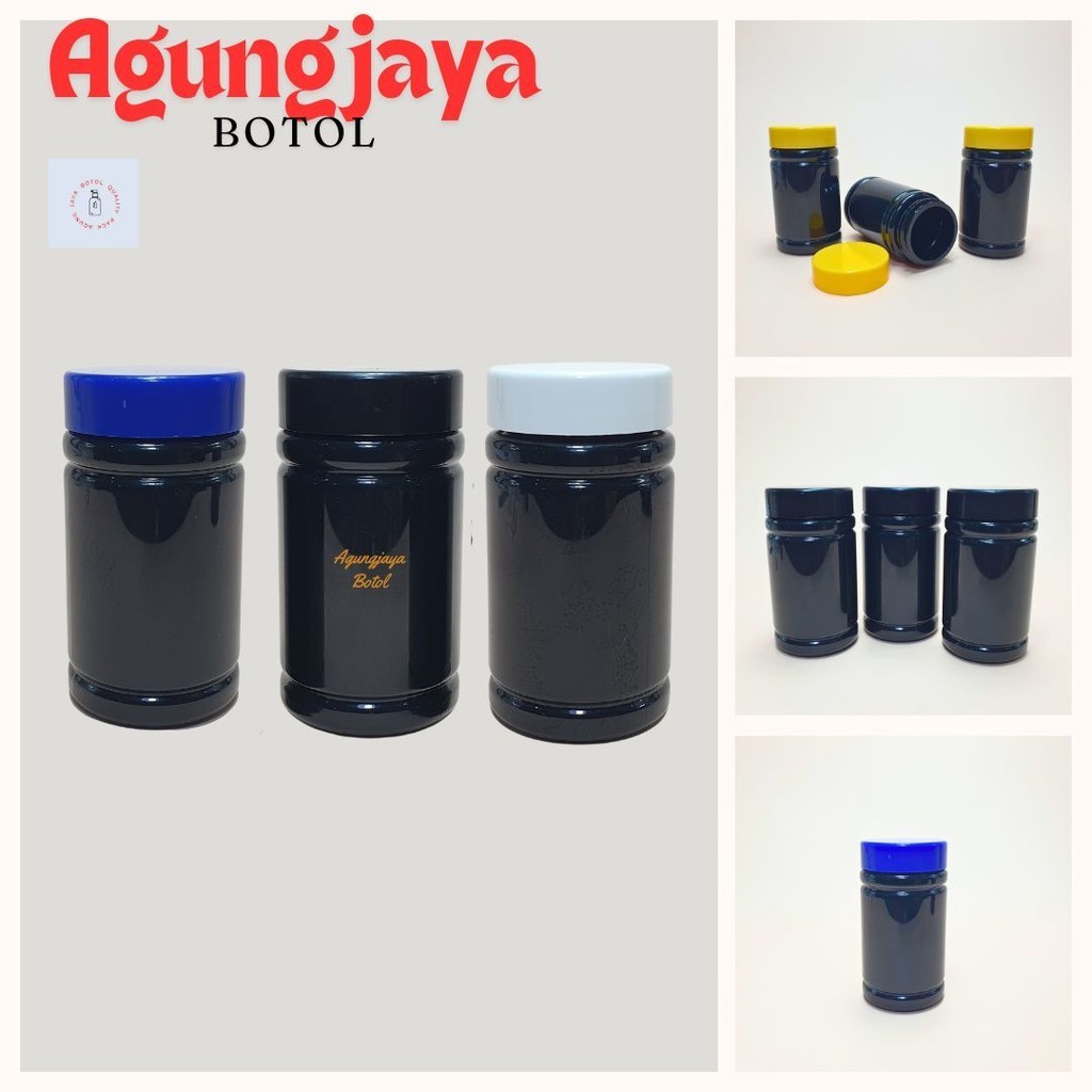 Botol Centrum 60 Kapsul Hitam / Botol Plastik / Botol Obat / Botol Kapsul / Botol Proround / Botol 6