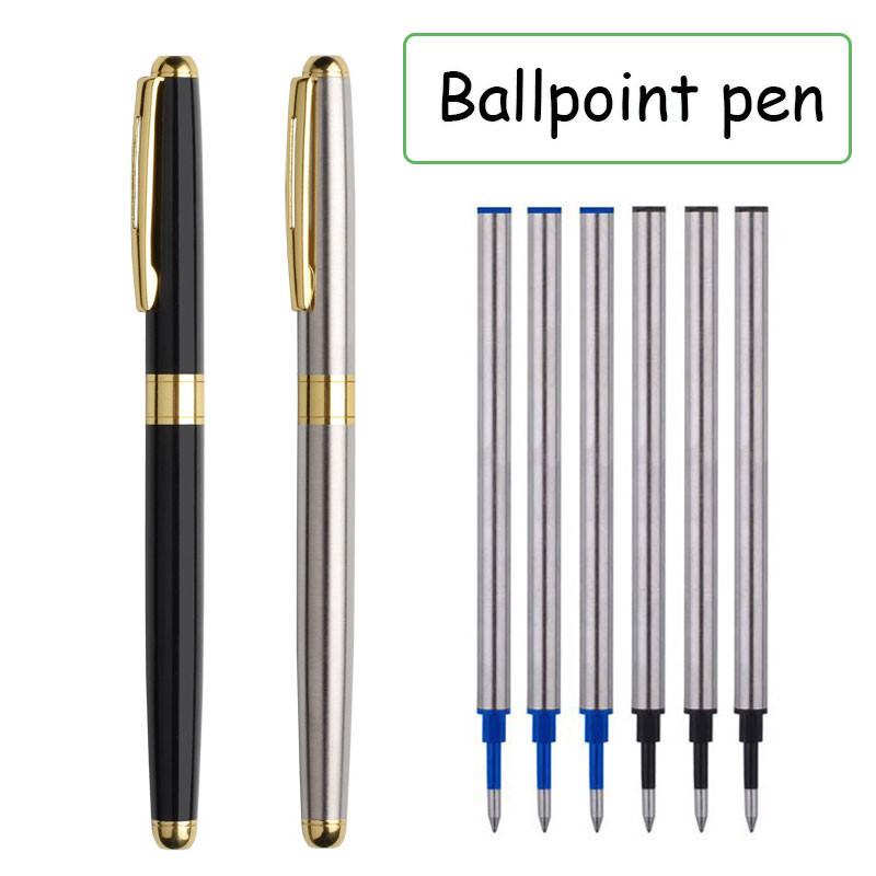 

High quality ballpoint pen business signing pen stainless steel material replaceable refill office school supplies stationery