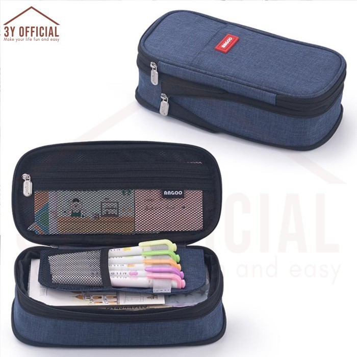 

promo ✨ -3Y Angoo Collapsible Pencil Case kotak pensil aesthetic - Blue